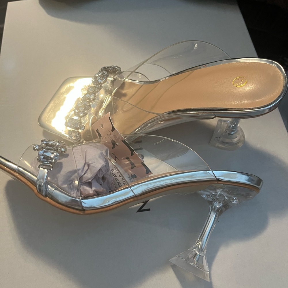 Silver jeweled sandals